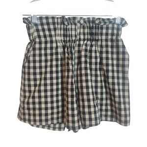 MABLE Womens Black White Gingham Paperbag Waist Cotton Shorts Size M Cottagecore
